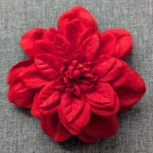 Large Red Floral Fabric Brooch (Hair Clip 2-in-1 Accessory)